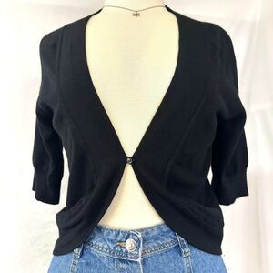 DRESSBARN Black Cropped 3/4 Sleeve‎ Bolero Shrug Womens M Gothic 2000s Y2K Indie